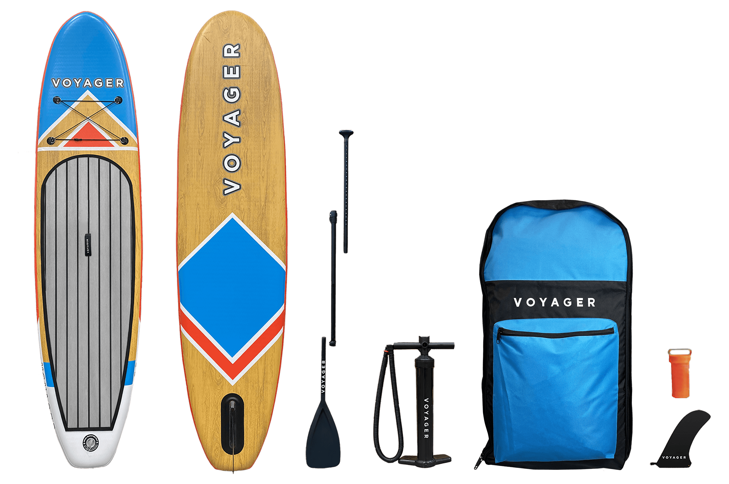 10'10 Woodgrain Voyager Inflatable SUP Package - AO Coolers